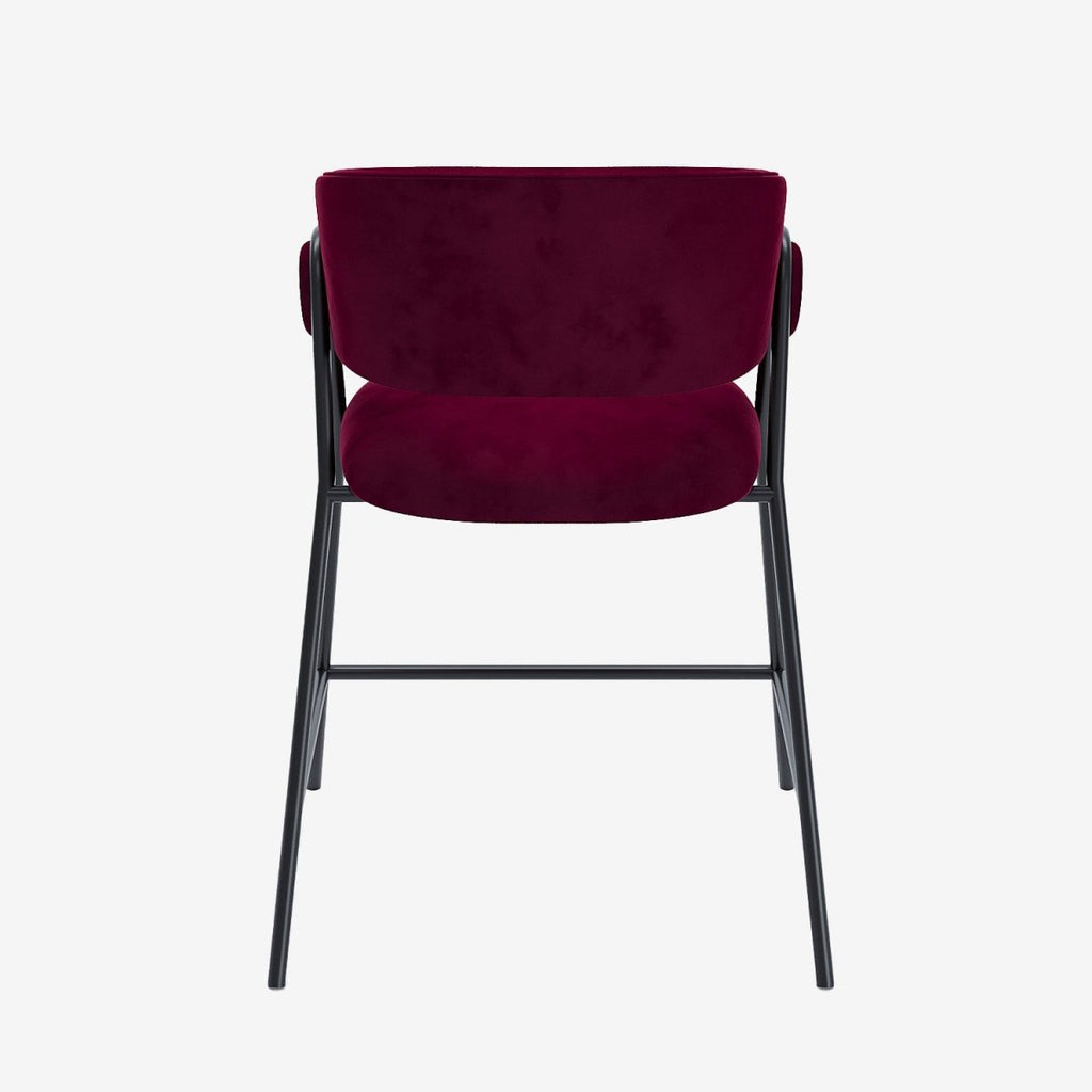 Lot de 2 tabourets de bar avec dossier, velours bordeaux Bonnie