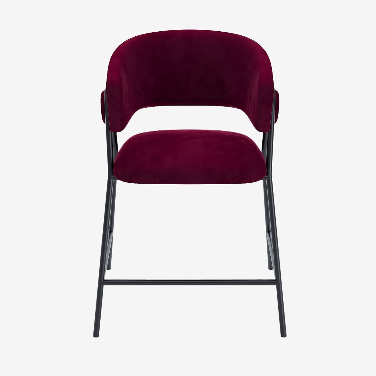 Lot de 2 tabourets de bar avec dossier, velours bordeaux Bonnie