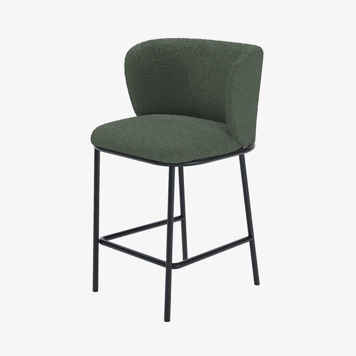 Lot de 2 tabourets de bar tissu bouclé vert César