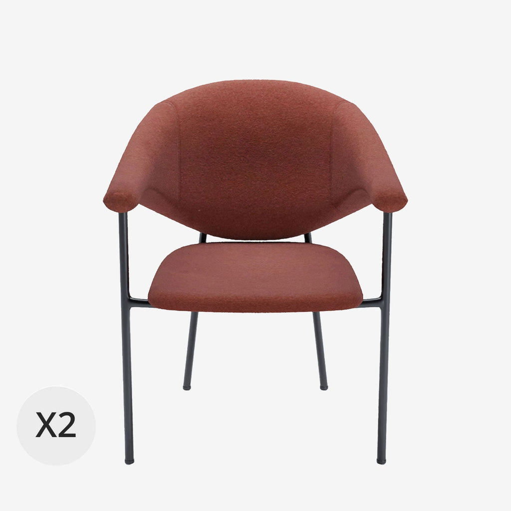 Lot de 2 chaises avec accoudoir design en velours ocre Jeanne
