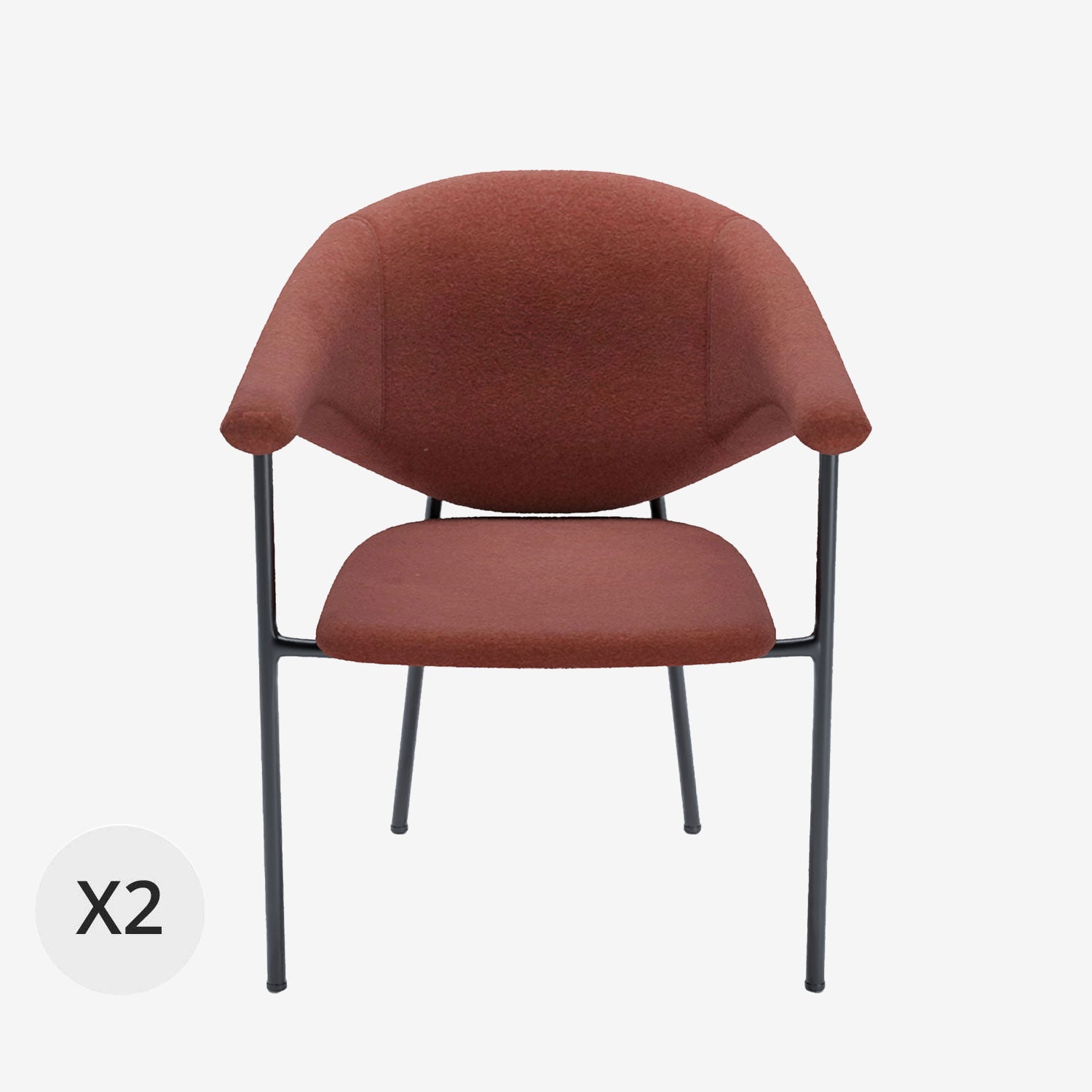 Lot de 2 chaises avec accoudoir design en velours ocre Jeanne