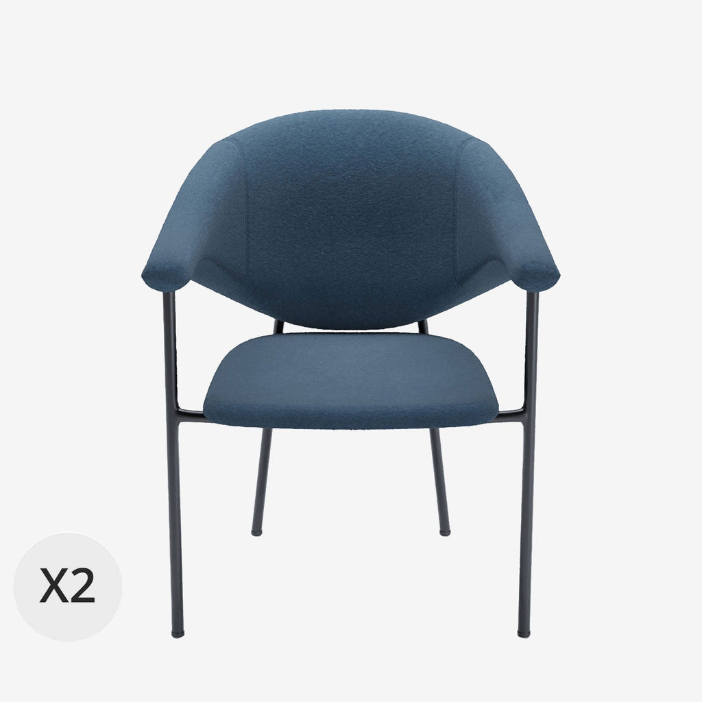 Lot de 2 chaises avec accoudoir design en velours bleu Jeanne