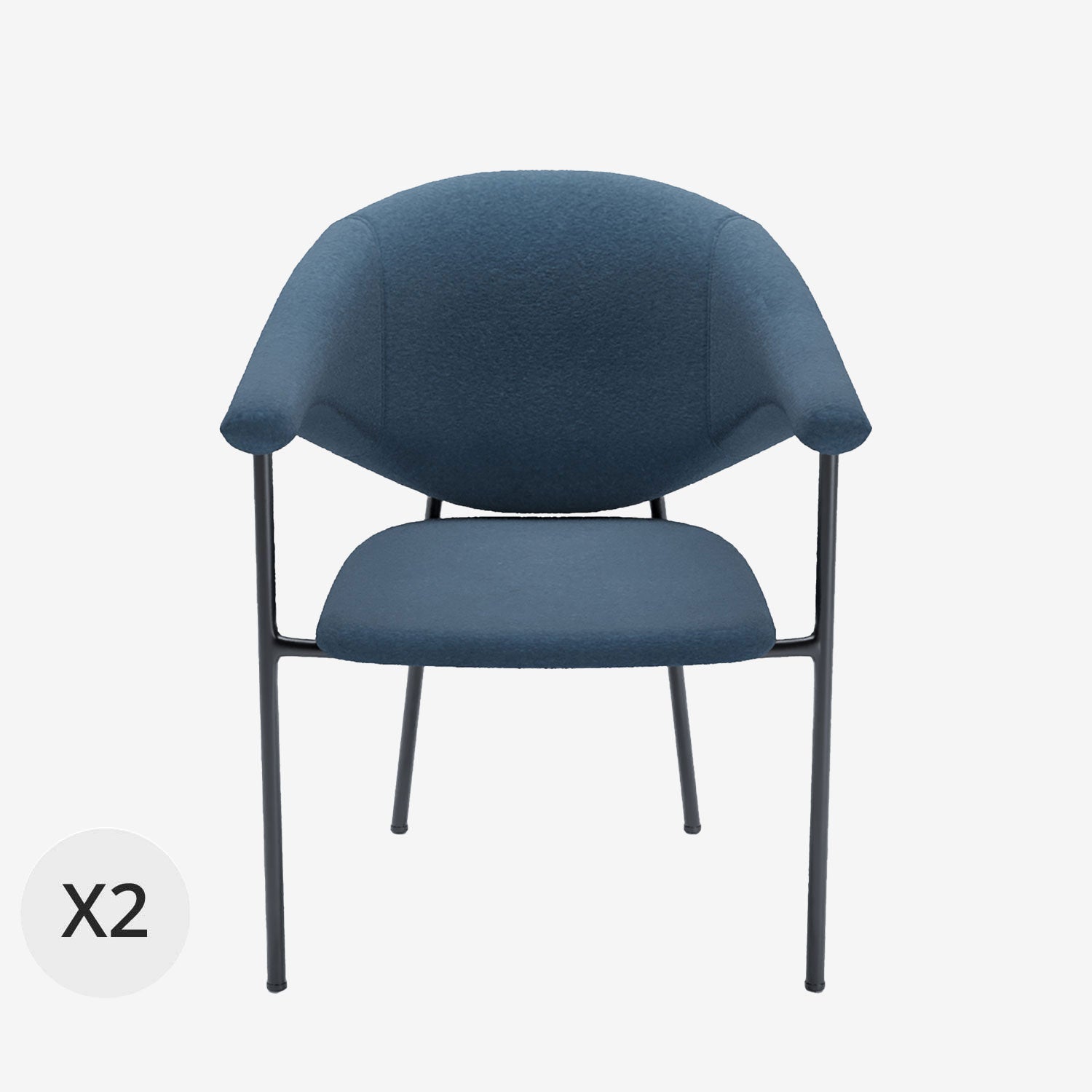Lot de 2 chaises avec accoudoir design en velours bleu Jeanne
