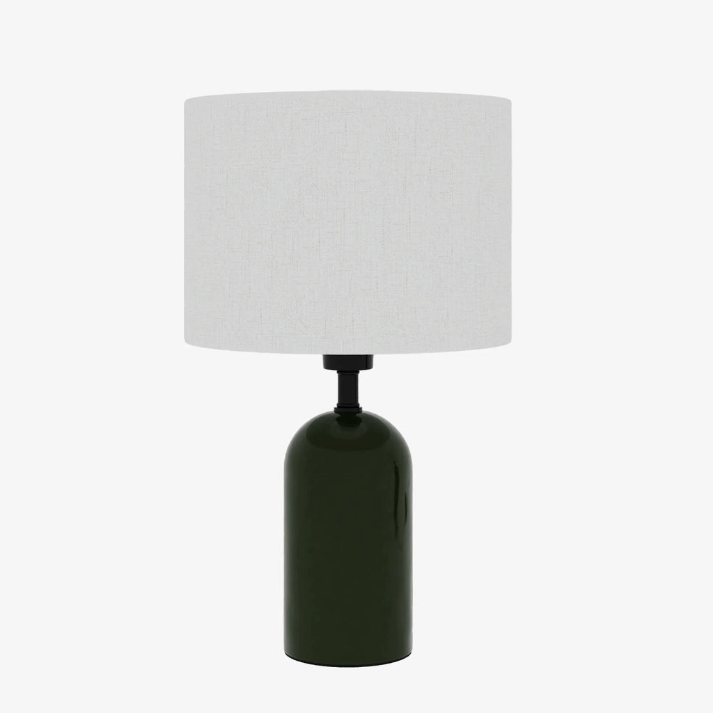 Becker - Lampe à poser en céramique verte avec abat-jour en lin naturel