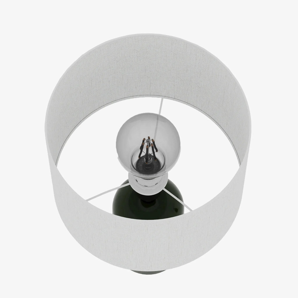 Becker - Lampe à poser en céramique verte avec abat-jour en lin naturel