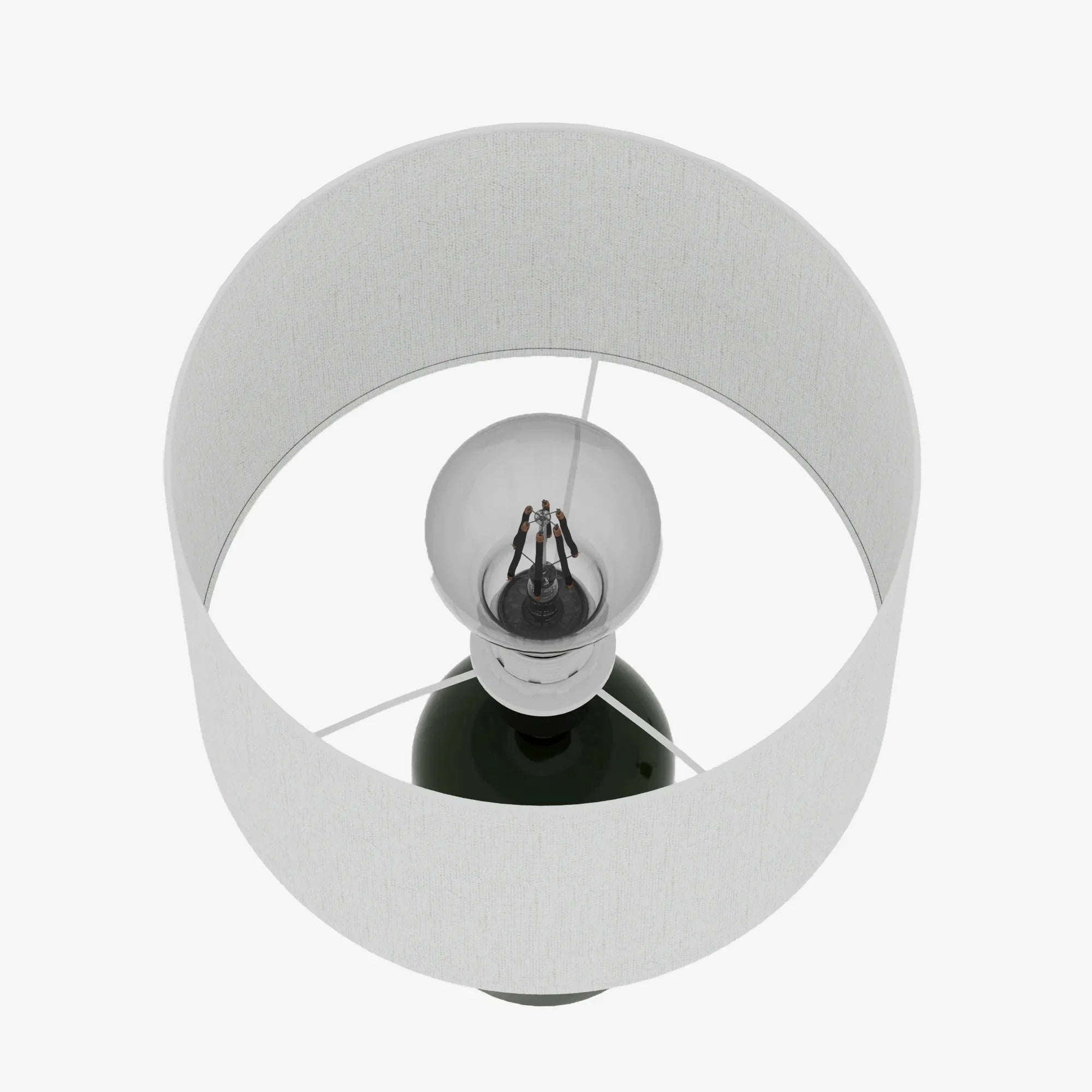 Becker - Lampe à poser en céramique verte avec abat-jour en lin naturel