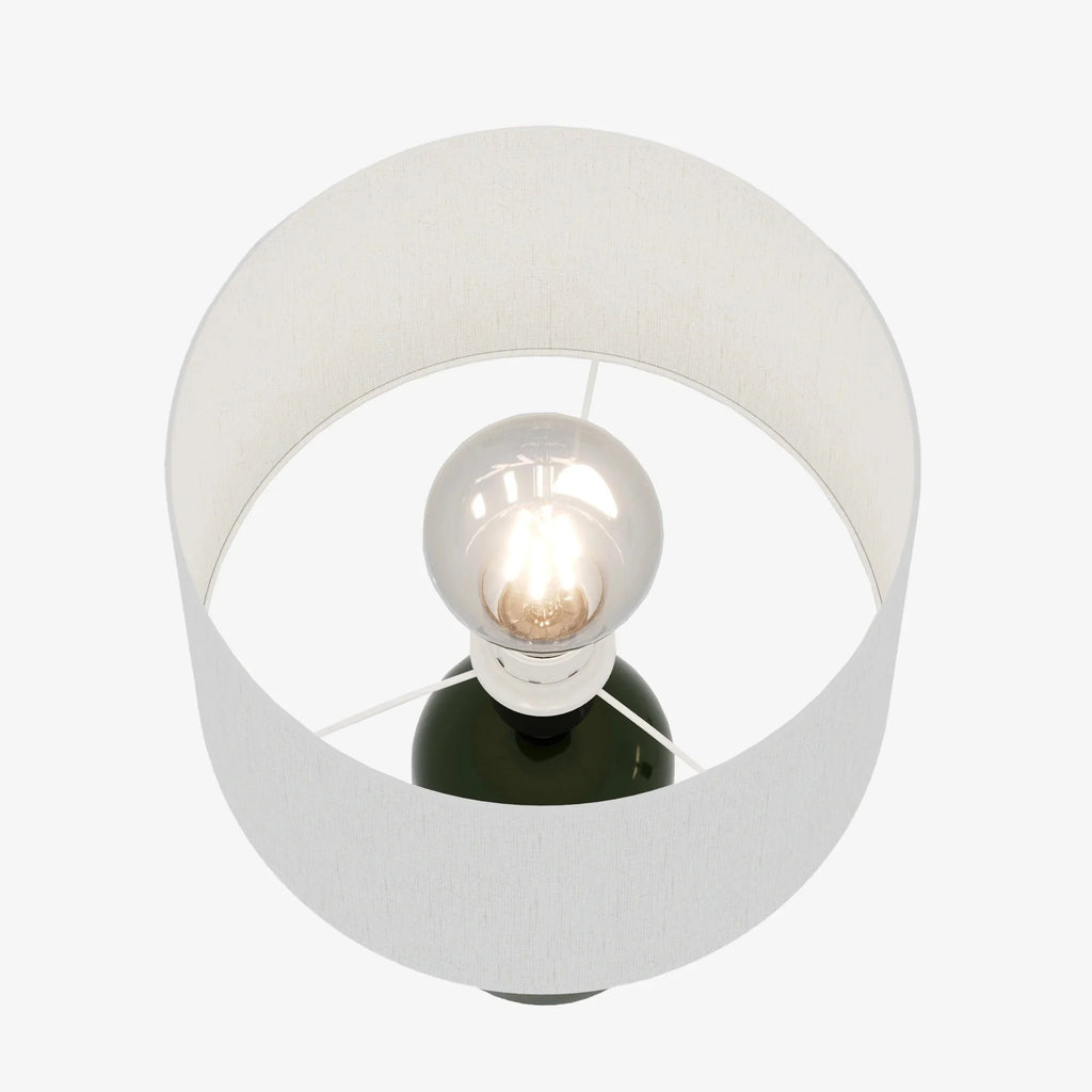 Becker - Lampe à poser en céramique verte avec abat-jour en lin naturel