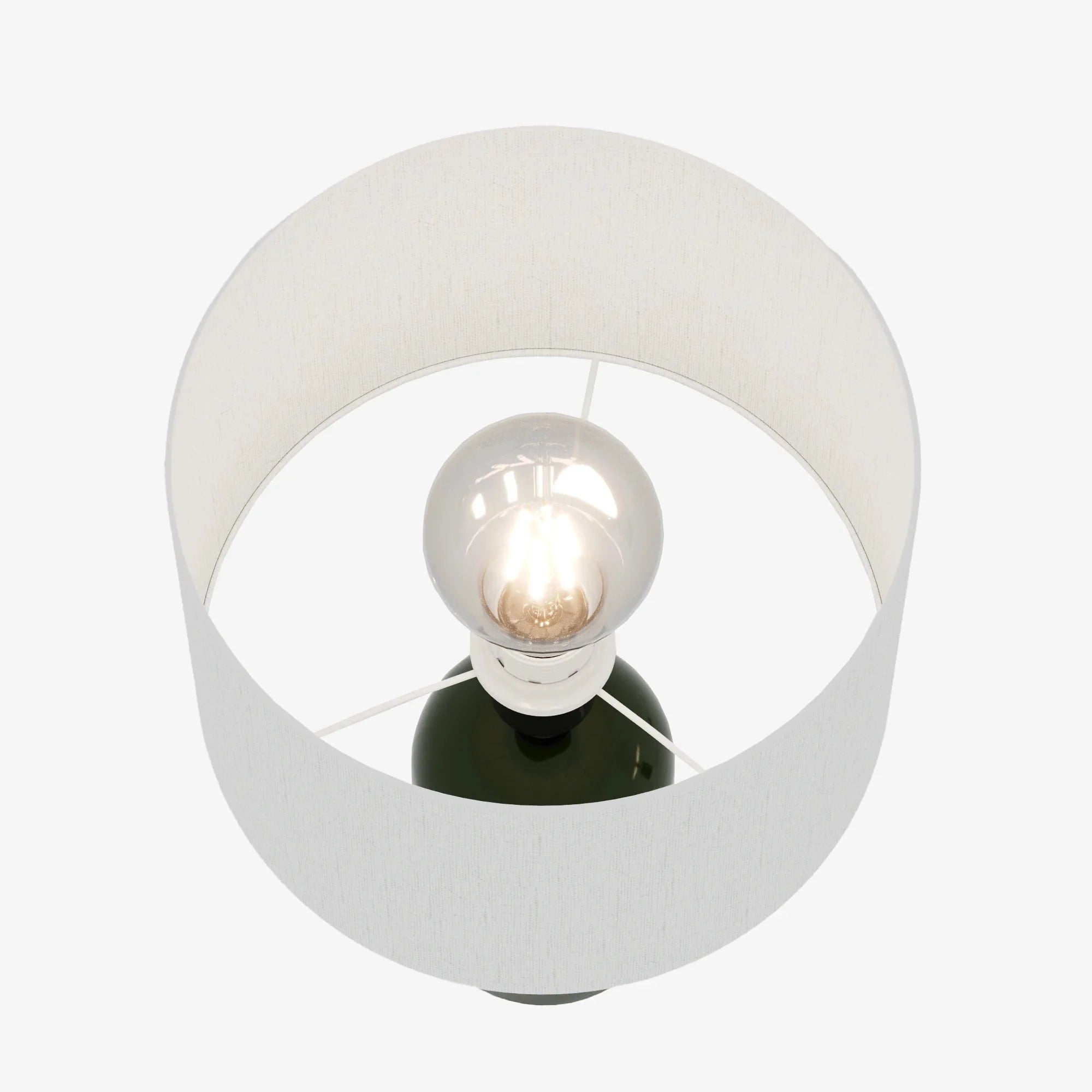 Becker - Lampe à poser en céramique verte avec abat-jour en lin naturel