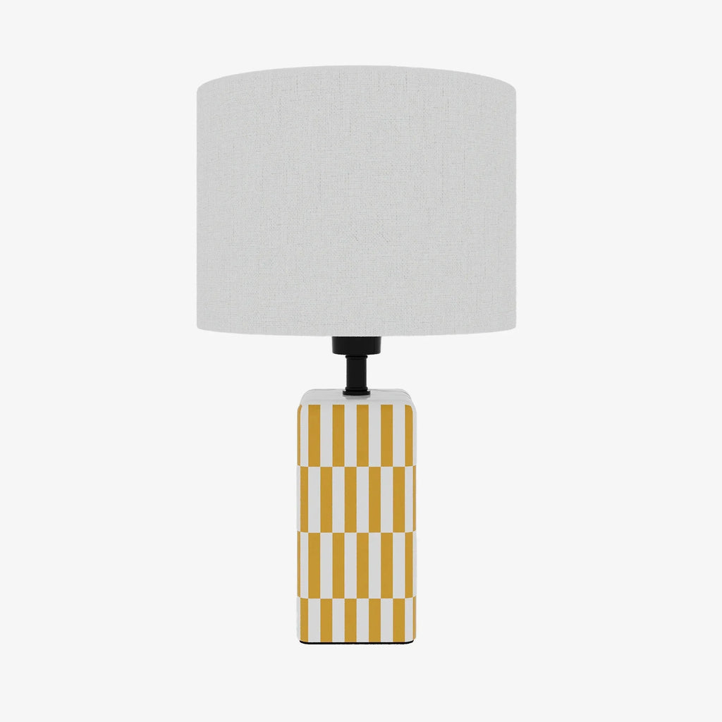 Lampe à poser Manet – céramique jaune et lin naturel