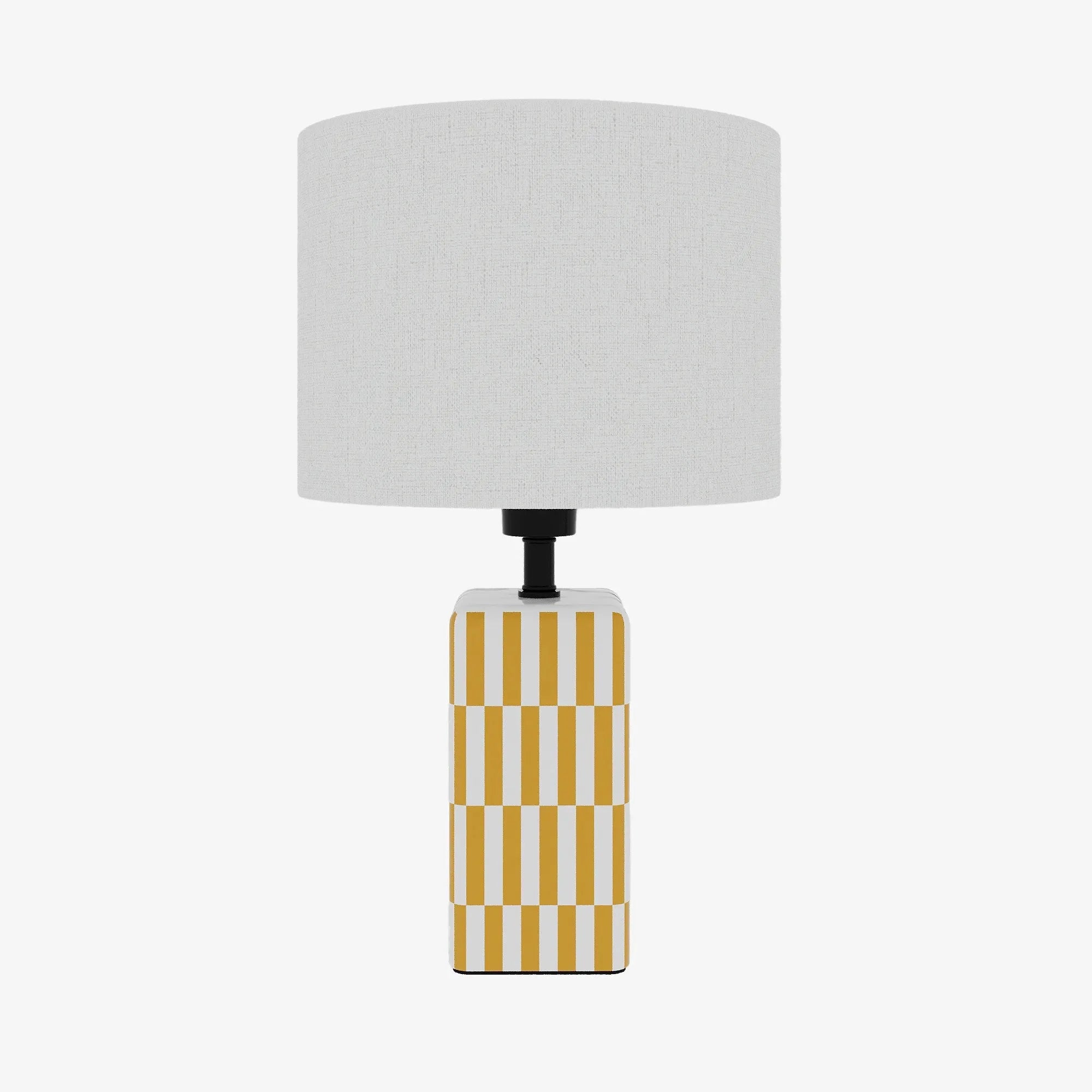 Lampe à poser Manet – céramique jaune et lin naturel