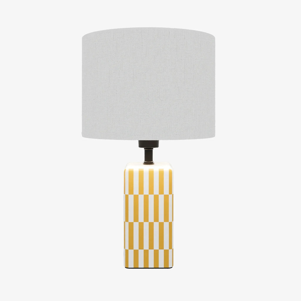Lampe à poser Manet – céramique jaune et lin naturel