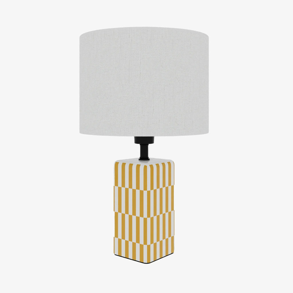 Lampe à poser Manet – céramique jaune et lin naturel
