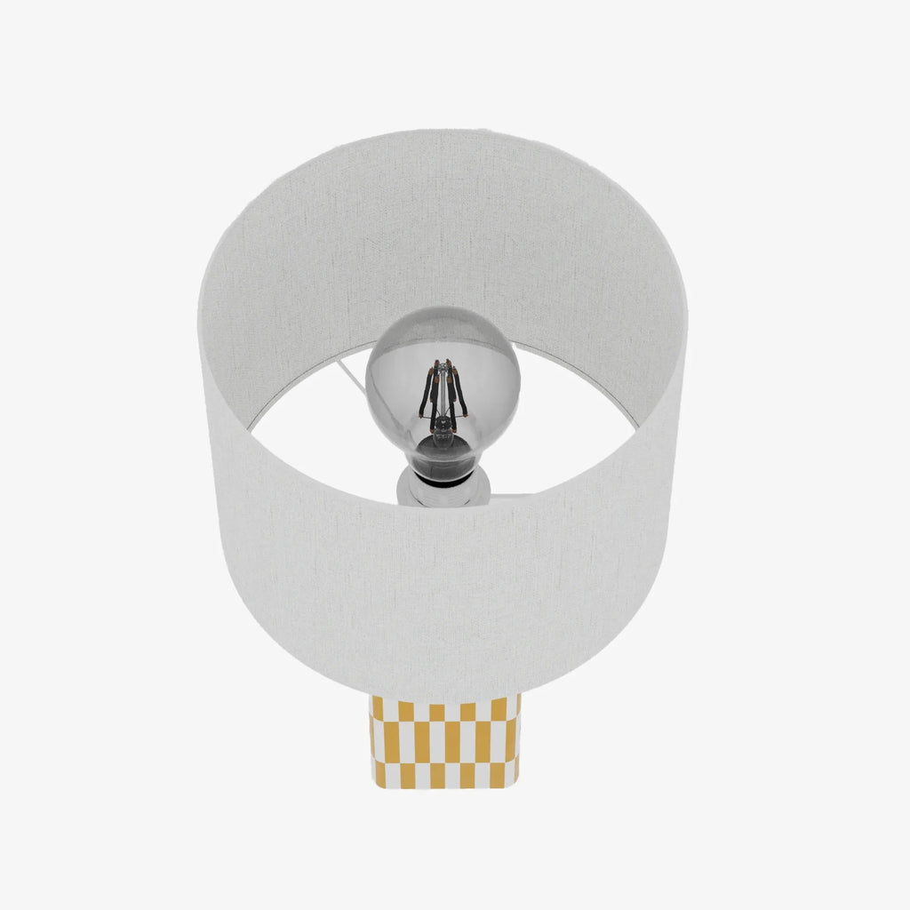 Lampe à poser Manet – céramique jaune et lin naturel