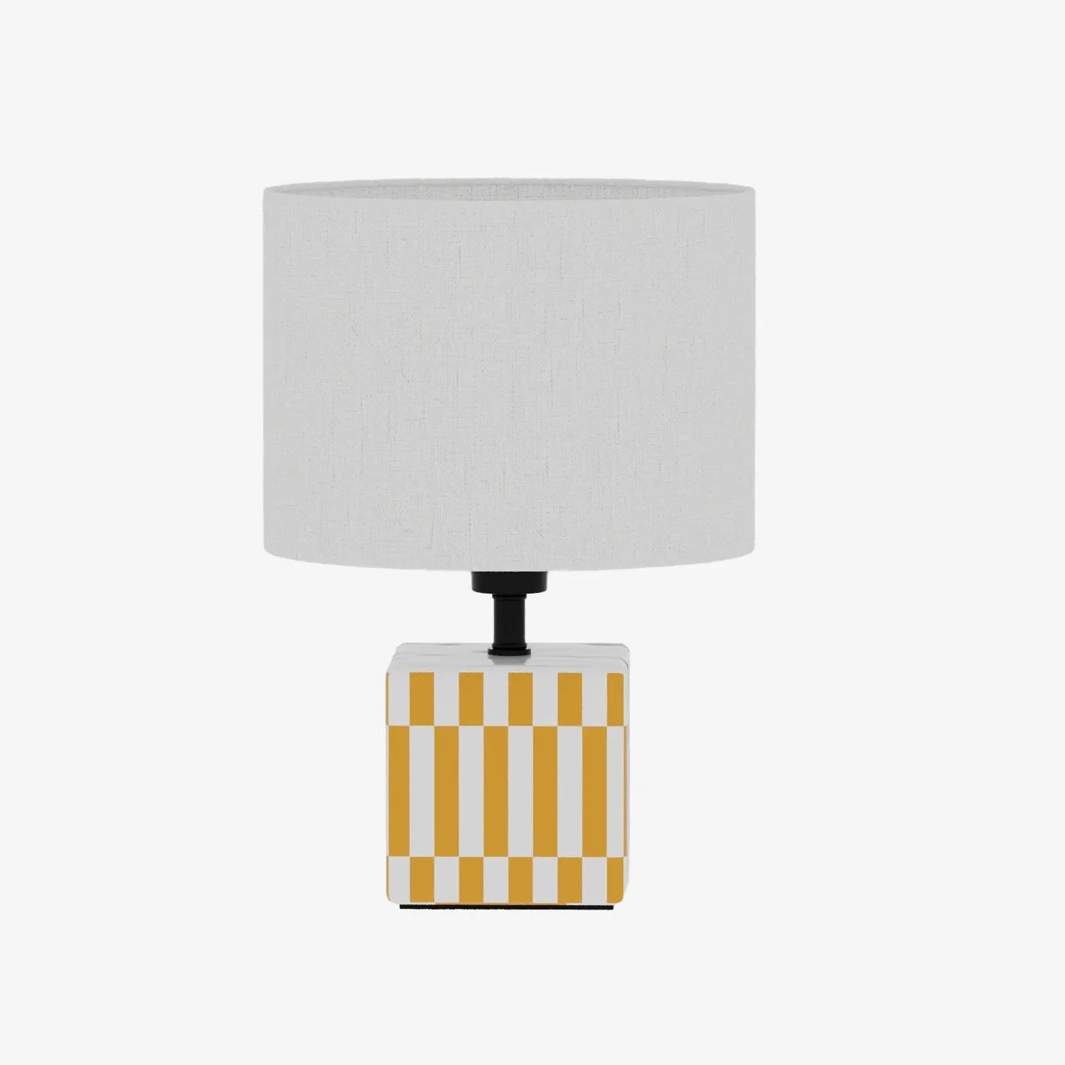 Petite lampe à poser Manet – céramique jaune solaire et lin naturel