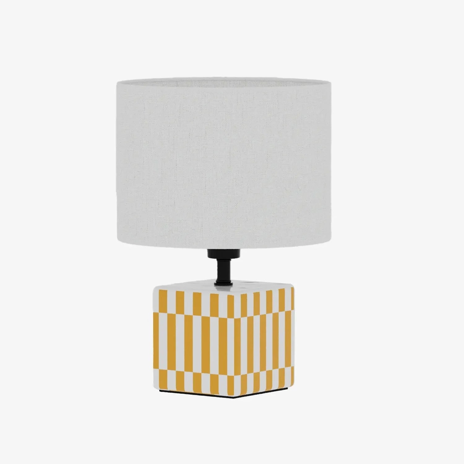 Petite lampe à poser Manet – céramique jaune solaire et lin naturel