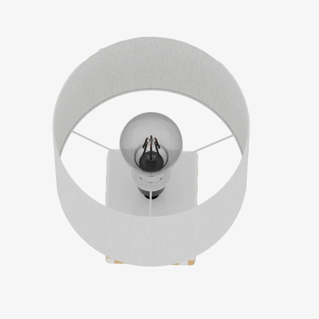 Petite lampe à poser Manet – céramique jaune solaire et lin naturel