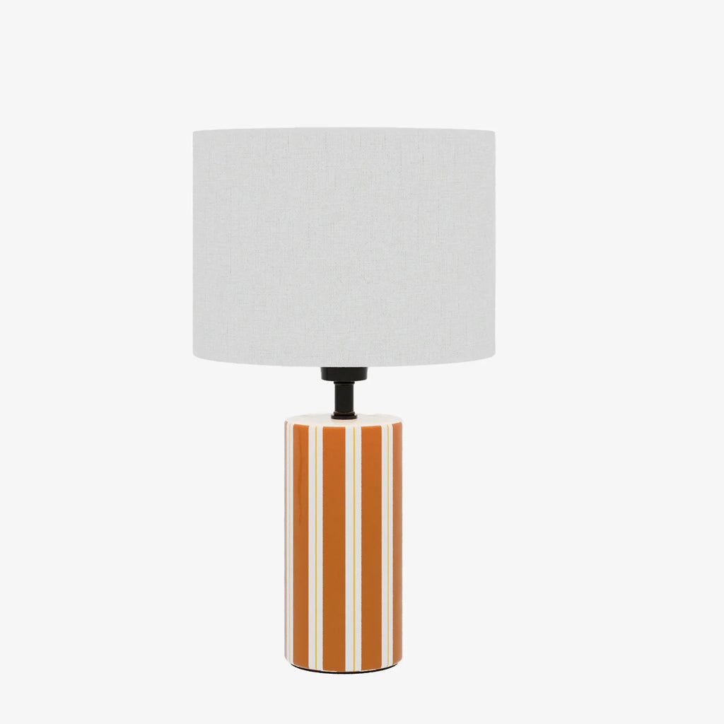 Lampe à Poser Hopper - Céramique Orange & Abat-jour Lin