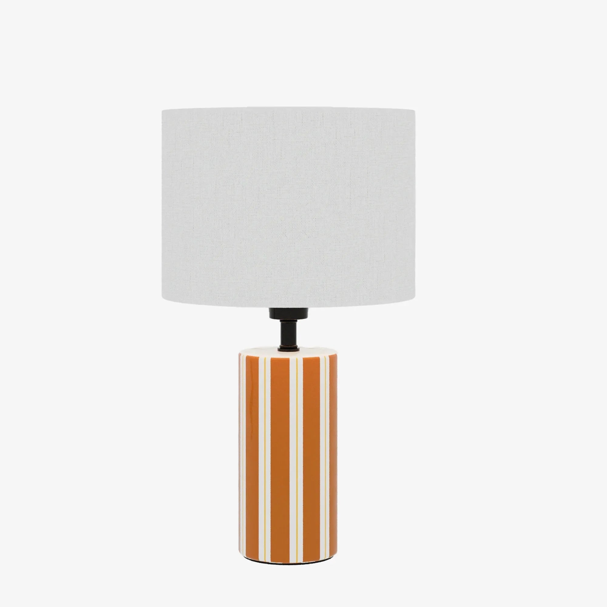 Lampe à Poser Hopper - Céramique Orange & Abat-jour Lin