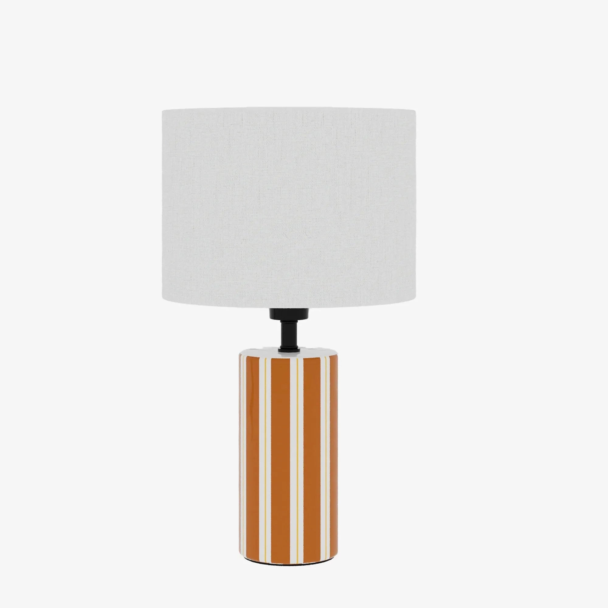 Lampe à Poser Hopper - Céramique Orange & Abat-jour Lin
