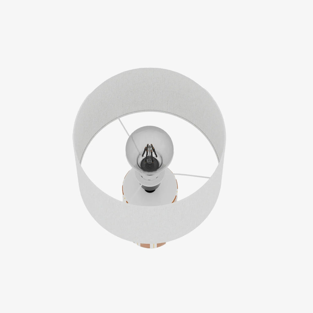 Lampe à Poser Hopper - Céramique Orange & Abat-jour Lin
