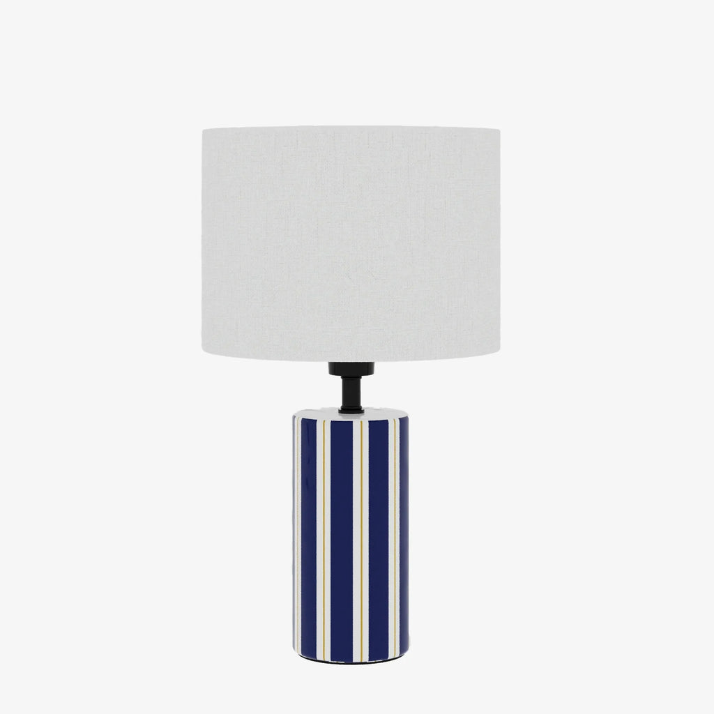 Lampe à Poser Hopper - Céramique Bleue & Abat-jour Lin