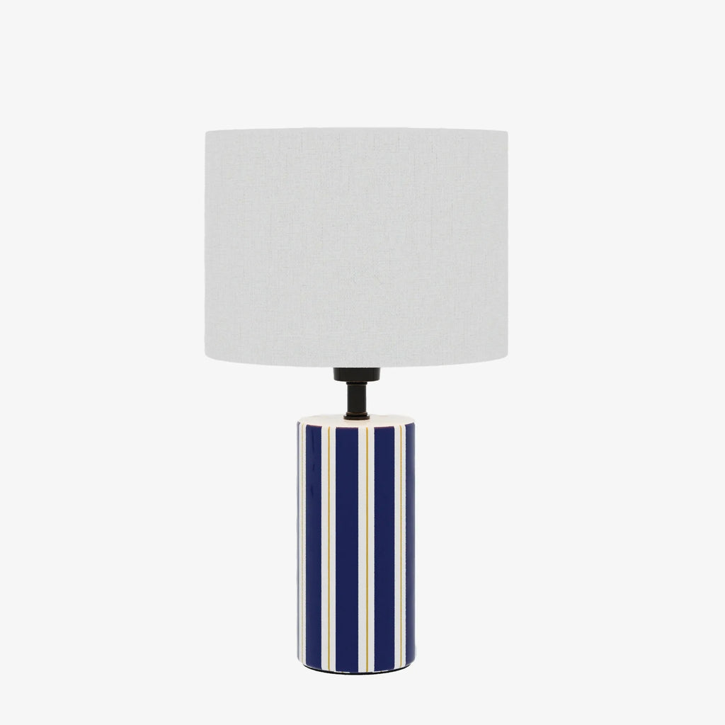 Lampe à Poser Hopper - Céramique Bleue & Abat-jour Lin