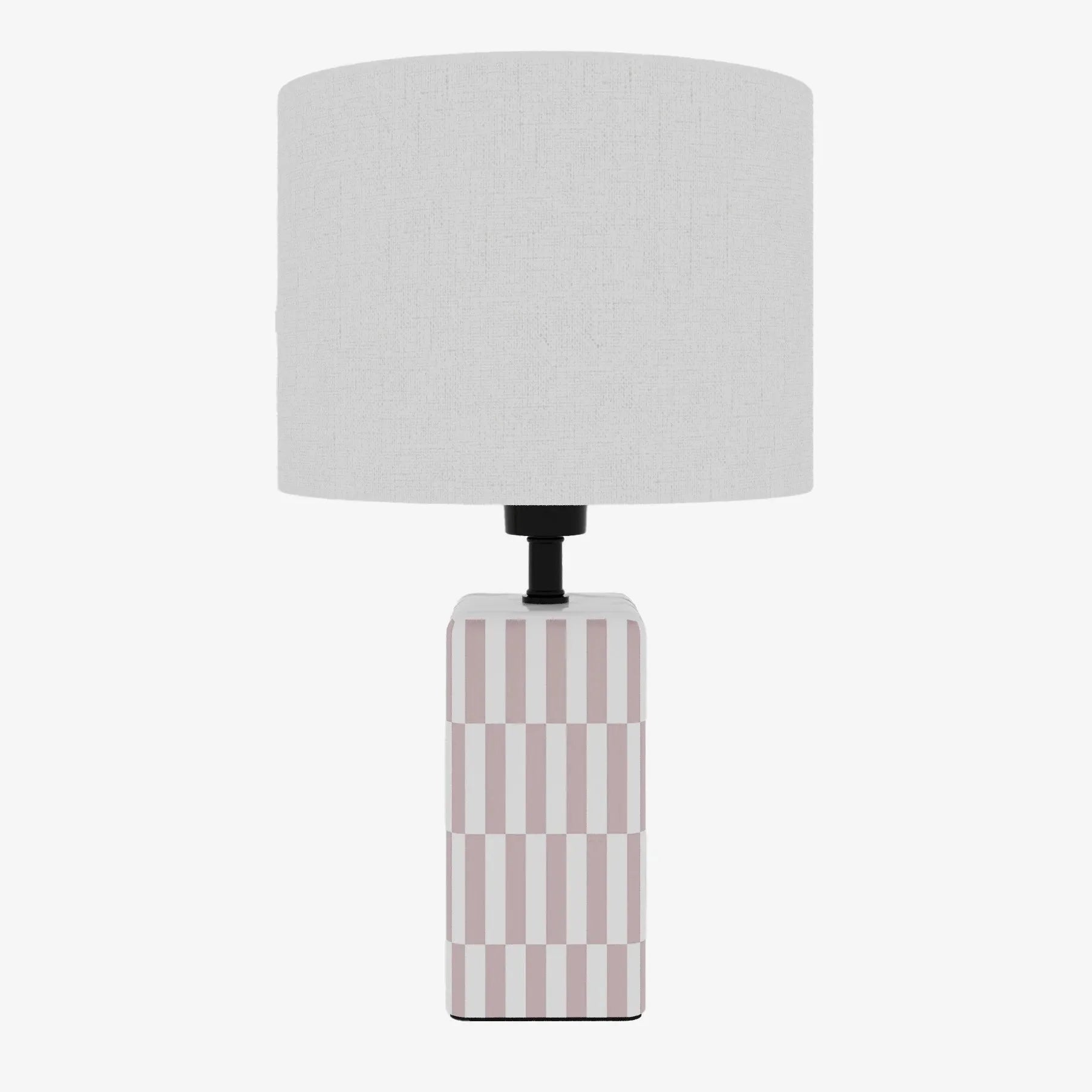Lampe à poser Manet – céramique rose poudré et lin naturel