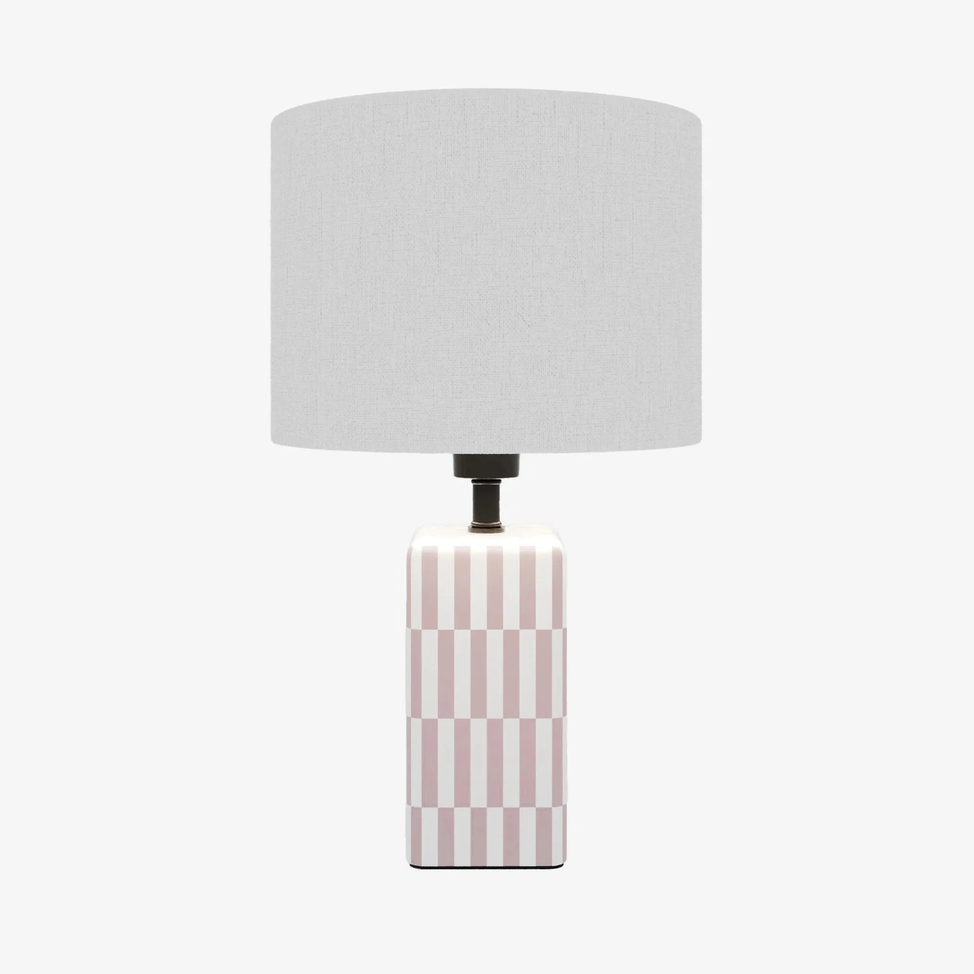Lampe à poser Manet – céramique rose poudré et lin naturel