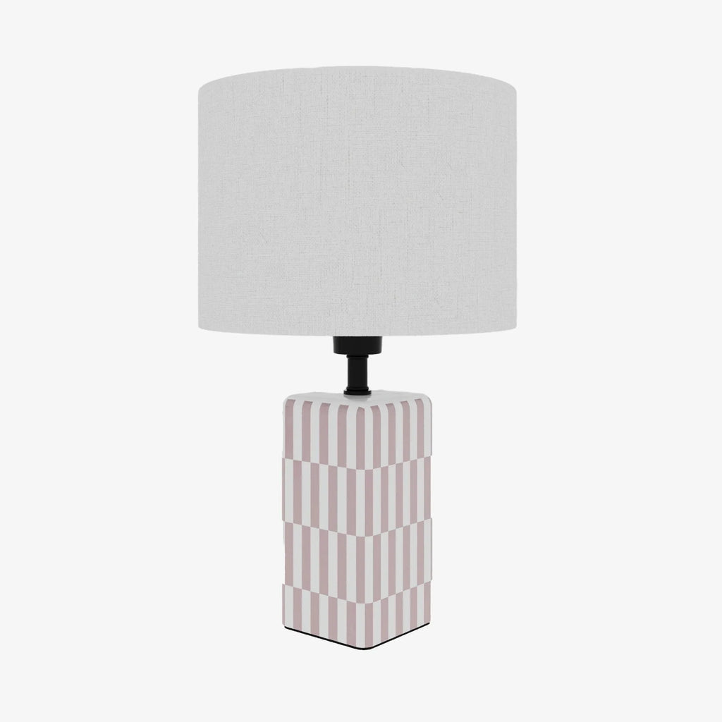 Lampe à poser Manet – céramique rose poudré et lin naturel