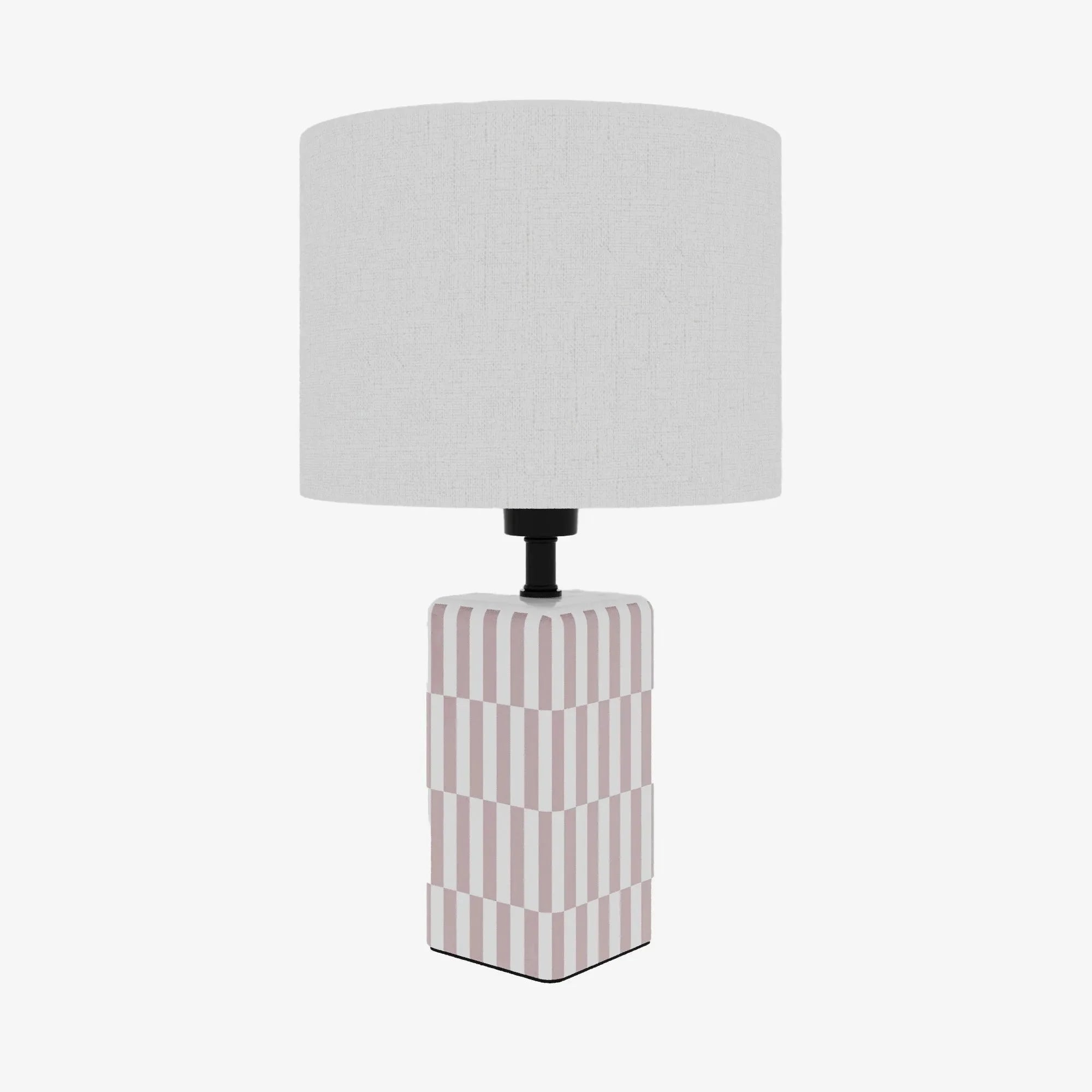 Lampe à poser Manet – céramique rose poudré et lin naturel