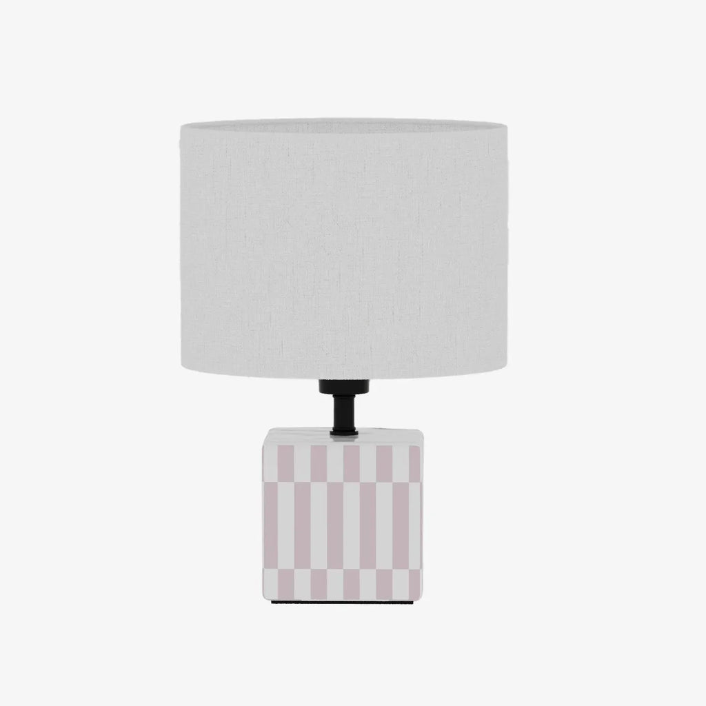 Petite Lampe à Poser Manet - Céramique rose et abat-jour en lin