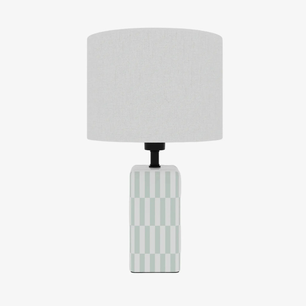 Lampe à poser Manet – céramique vert d’eau et lin naturel