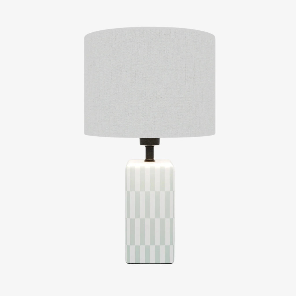 Lampe à poser Manet – céramique vert d’eau et lin naturel
