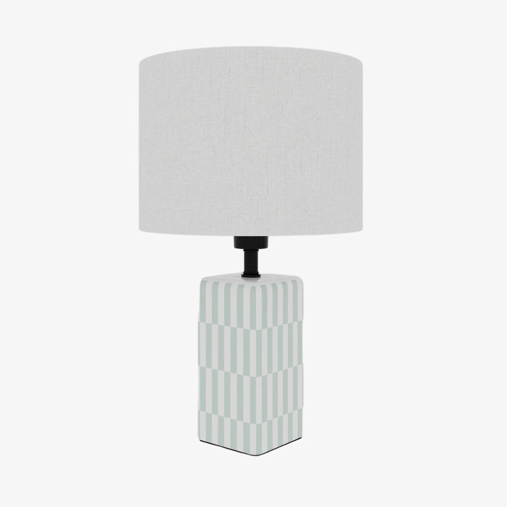 Lampe à poser Manet – céramique vert d’eau et lin naturel