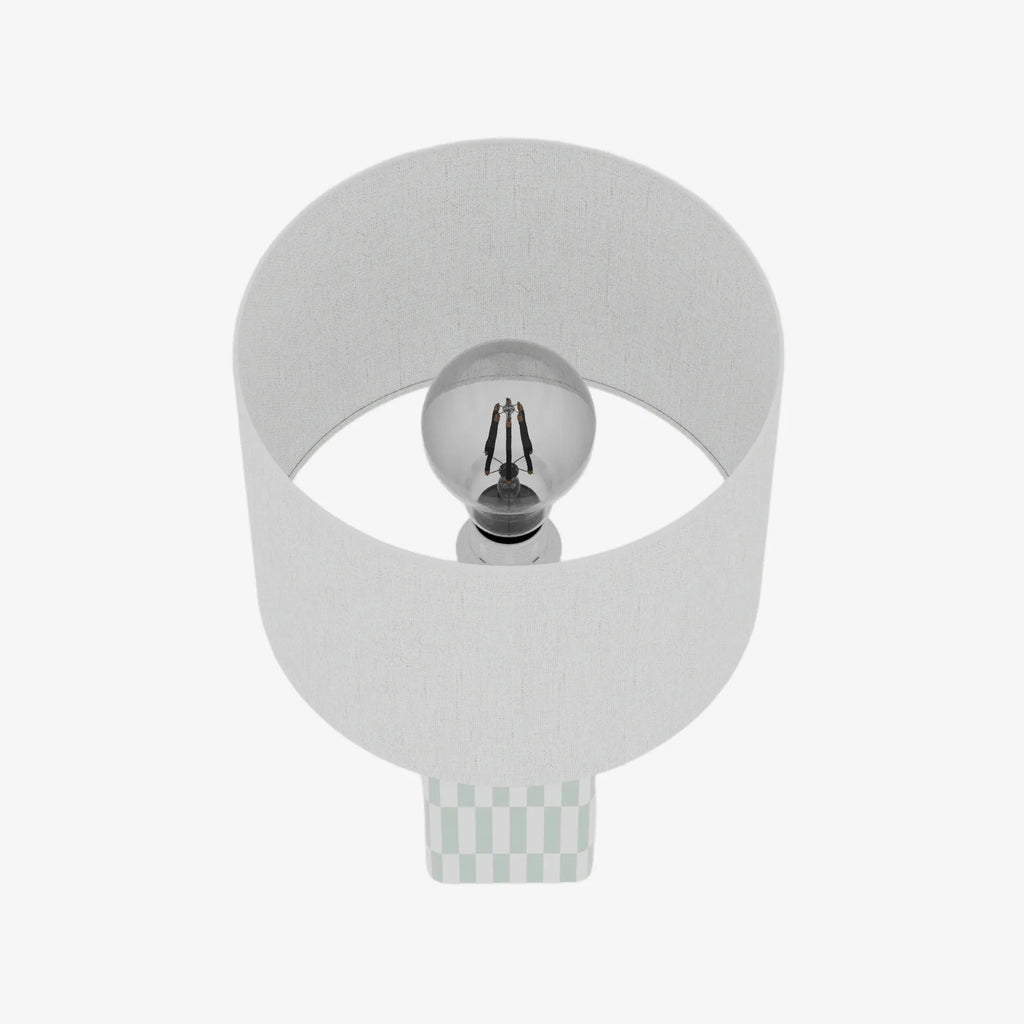 Lampe à poser Manet – céramique vert d’eau et lin naturel