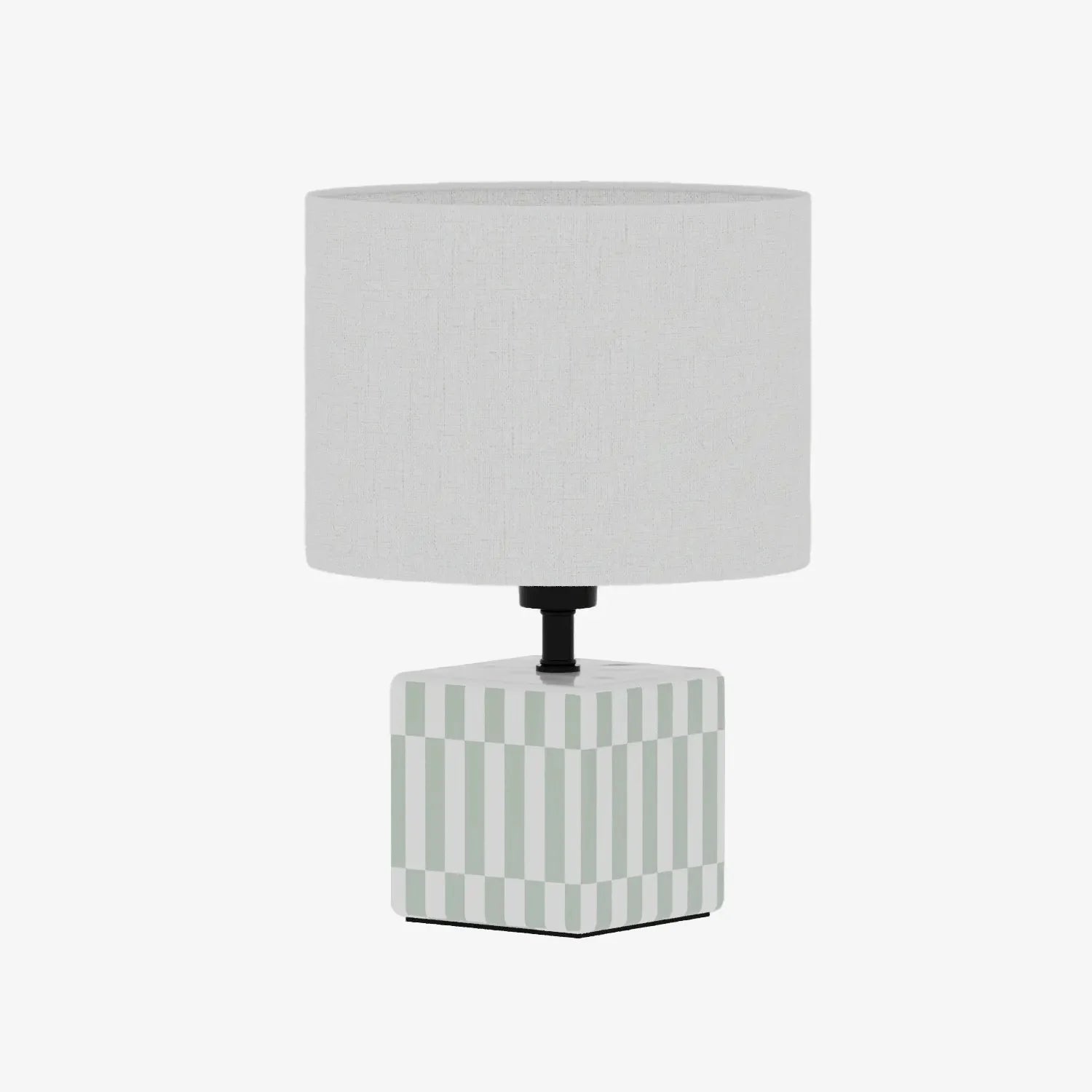 Petite lampe à poser Manet – céramique vert d’eau et lin naturel