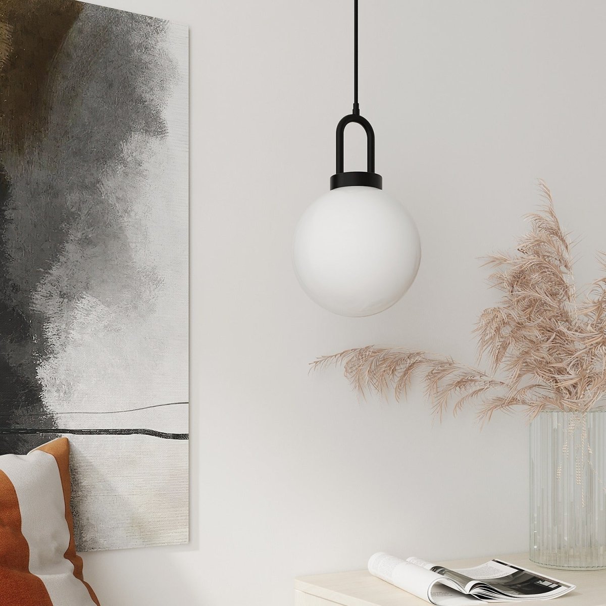 Luminaire suspension globe et métal noir Lafayette