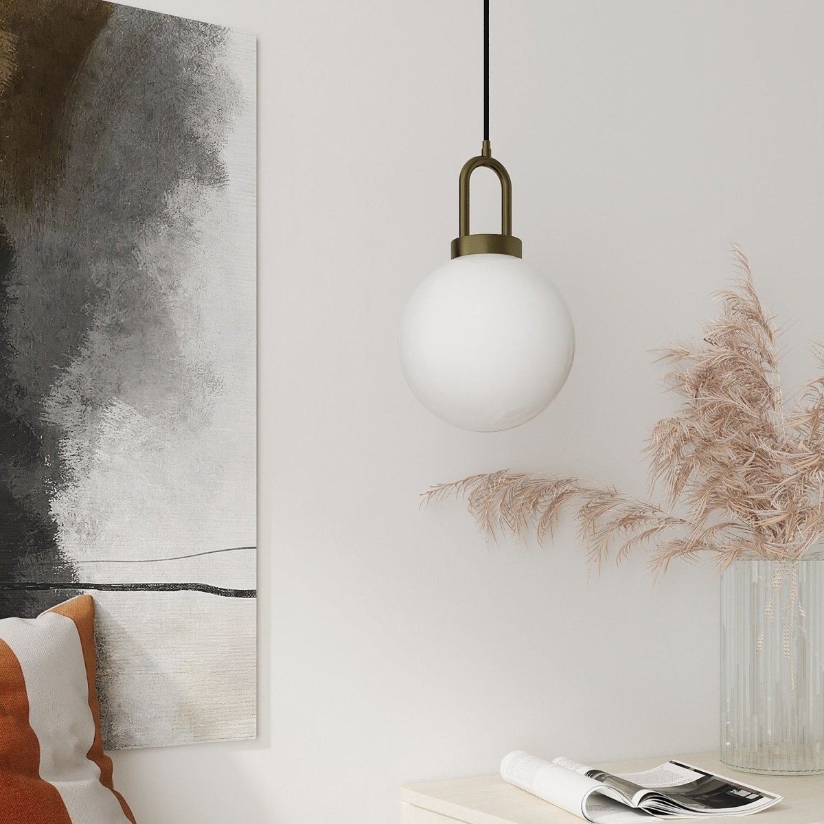 Luminaire suspension globe et métal or Lafayette