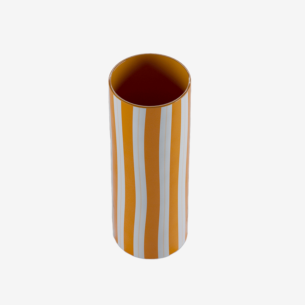 Vase cylindrique à rayures orange, Orlando - grand modèle