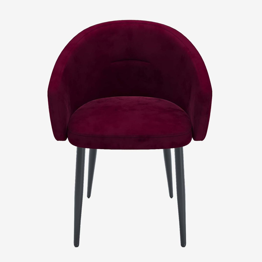 Paire de fauteuils de table design en velours bordeaux Eugénie