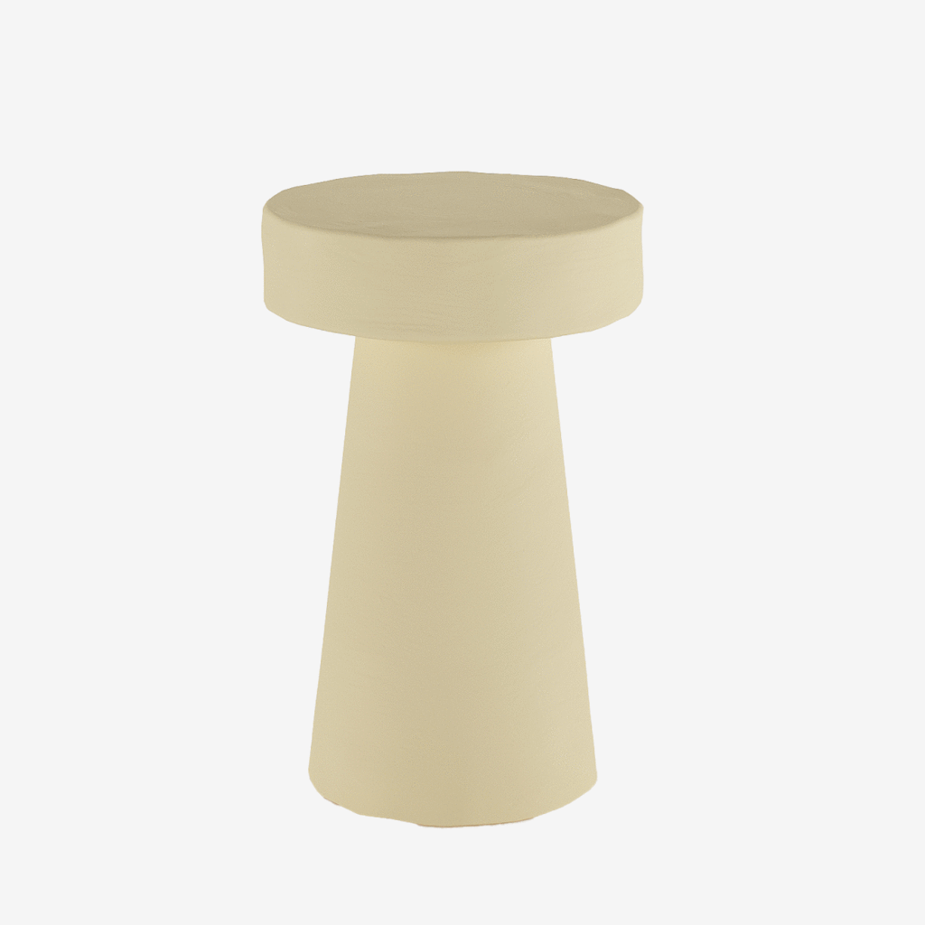 Petite table d’appoint ronde design en magnésie crème Anémone