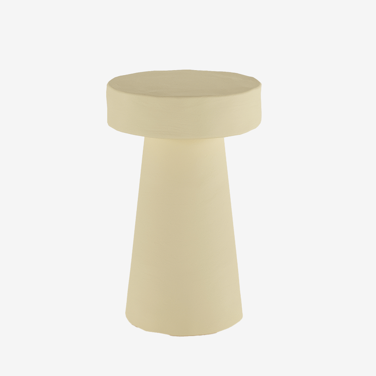 Petite table d’appoint ronde design en magnésie crème Anémone