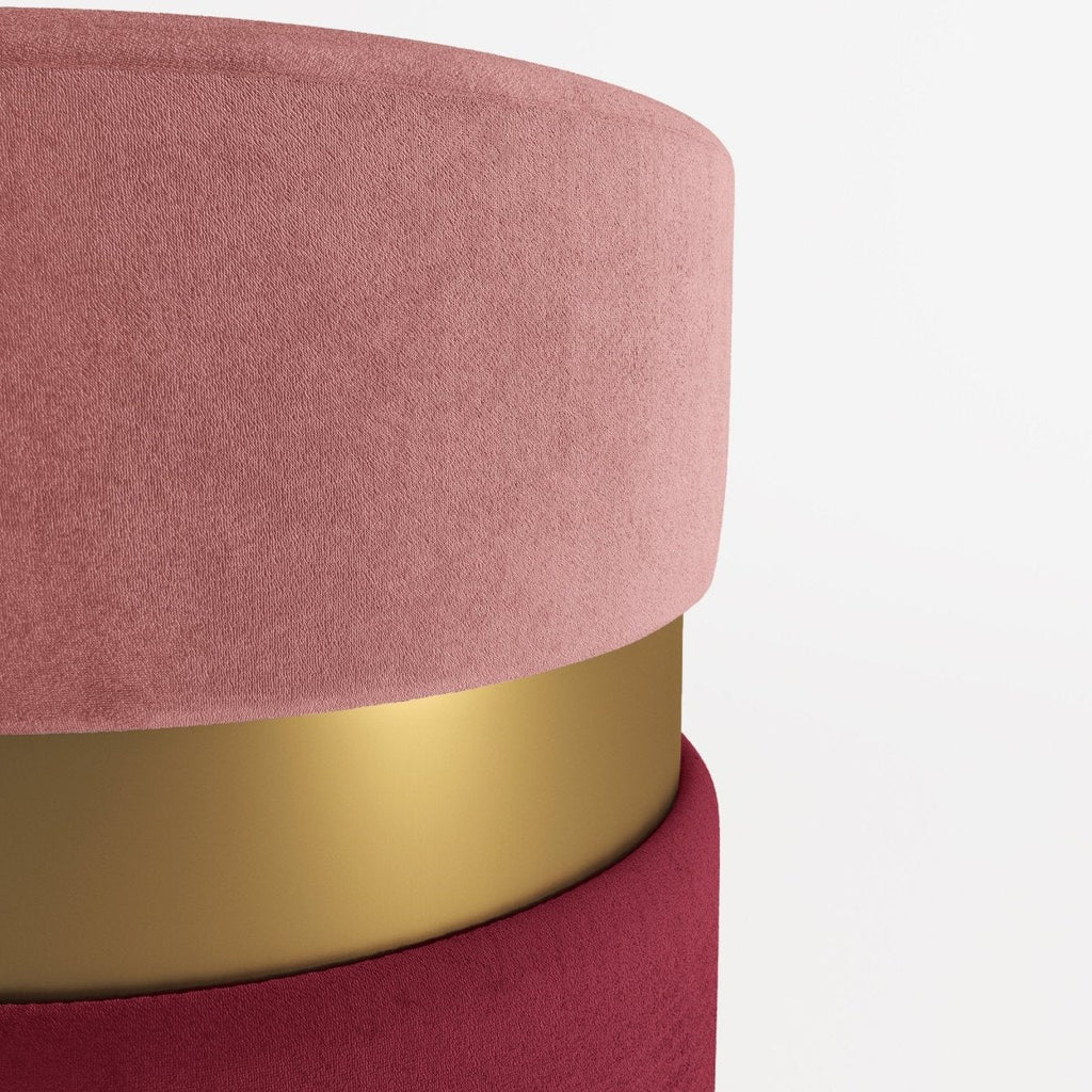 Pouf contemporain, bicolore rouge