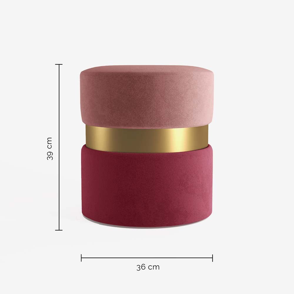 Pouf contemporain, bicolore rouge