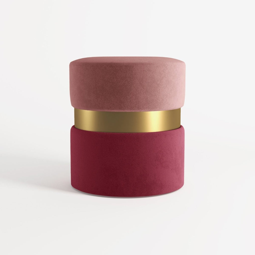 Pouf contemporain, bicolore rouge