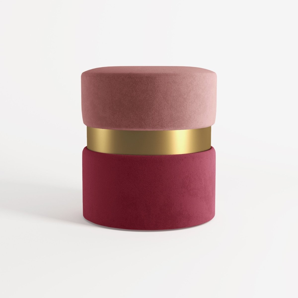 Pouf contemporain, bicolore rouge
