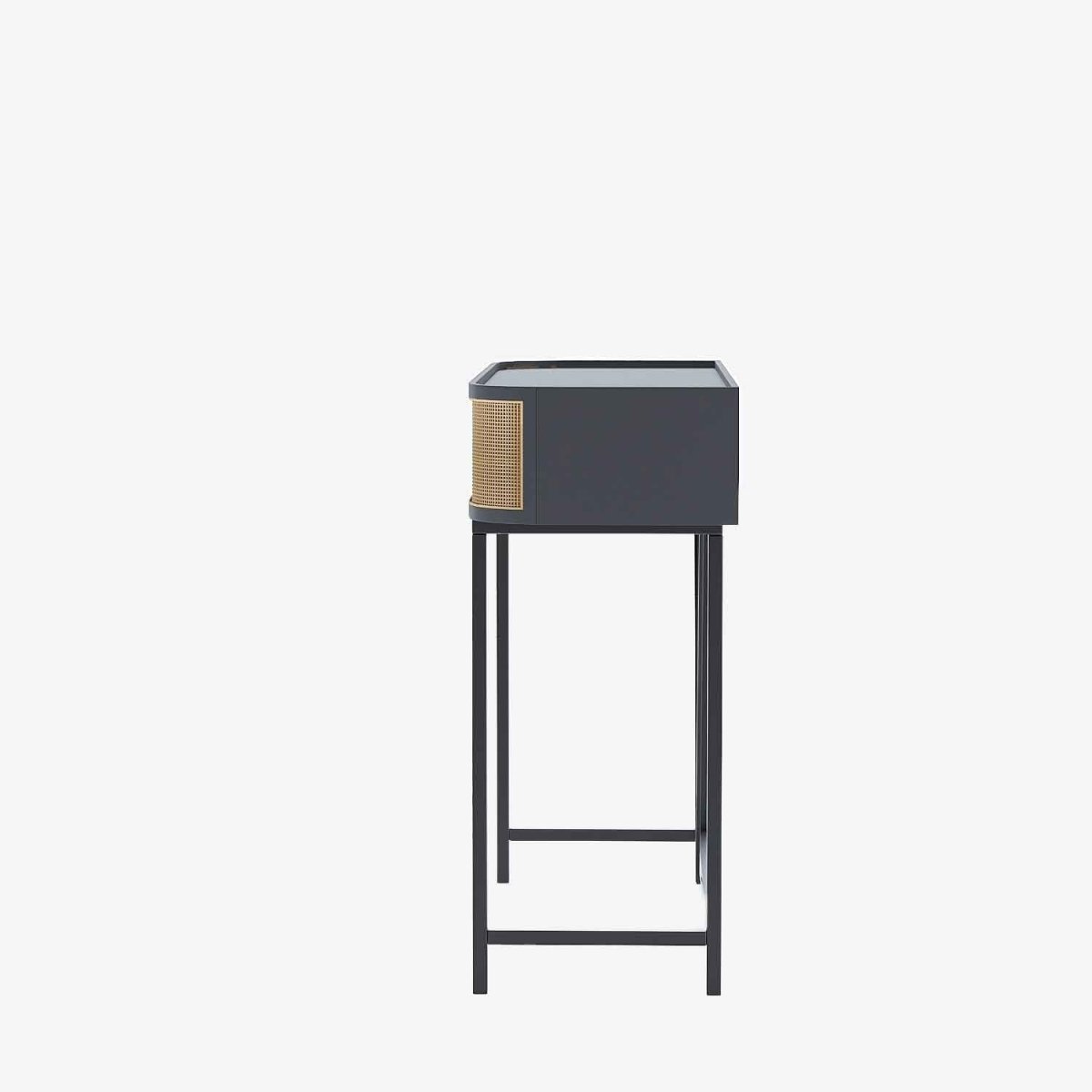 Table console noire avec tiroirs rotin tressé, Daphné