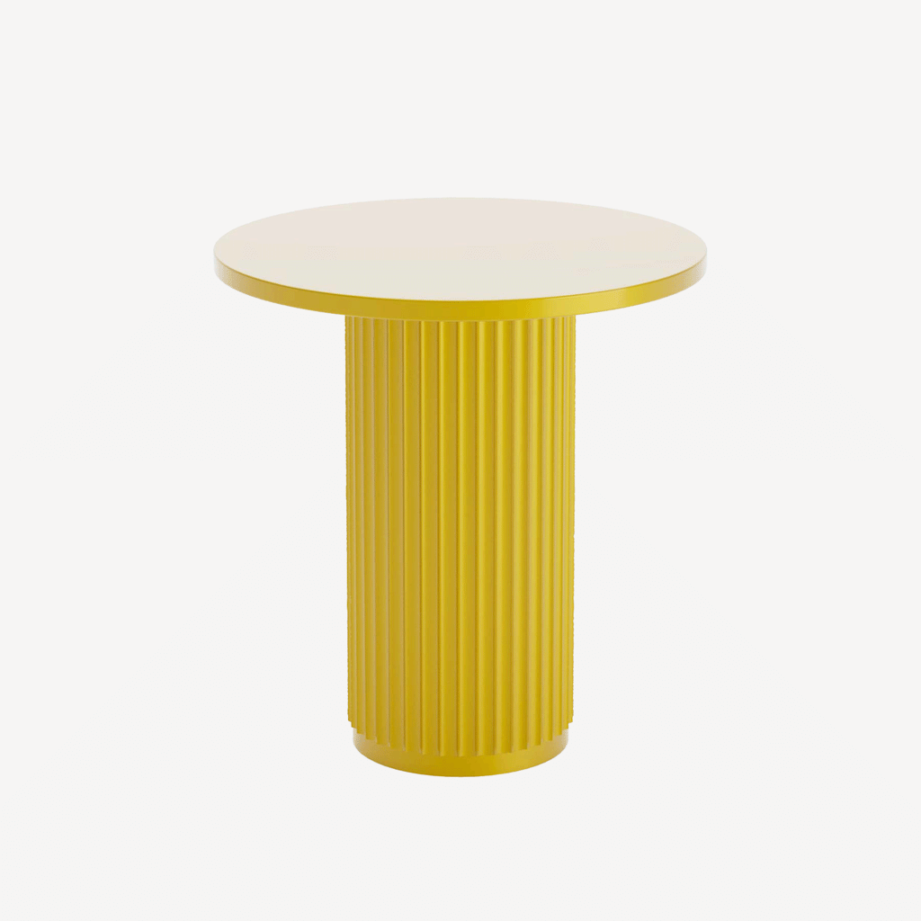 Table d'appoint ronde cannelée Pivoine, jaune