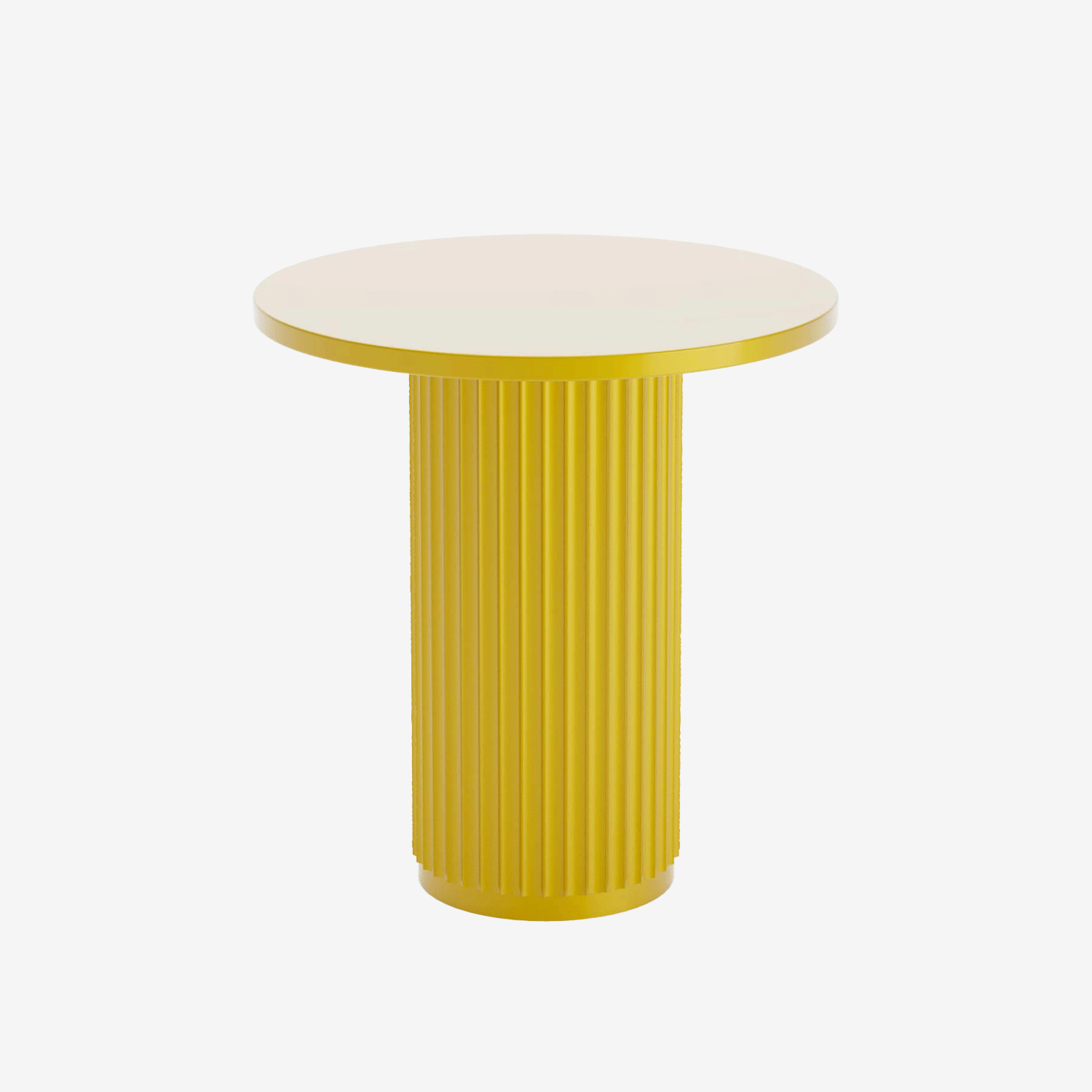 Table d'appoint ronde cannelée Pivoine, jaune