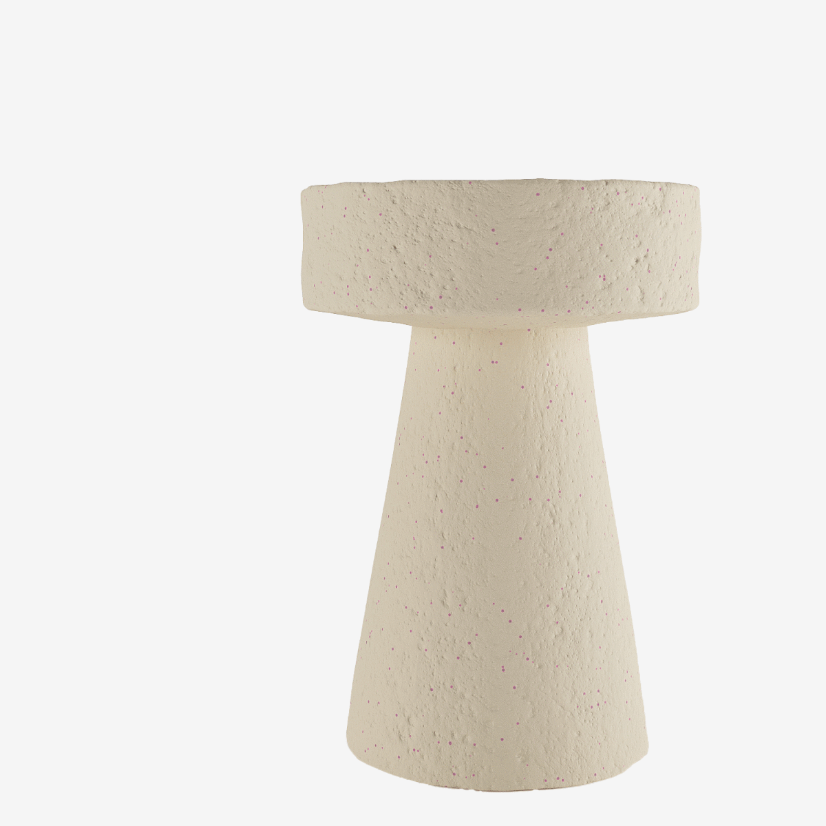 Table d’appoint circulaire en magnésie crème mouchetée rose Marguerite